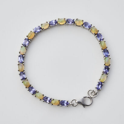 Silver Opal and Tanzanite Bracelet