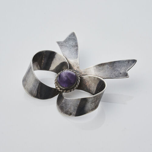 Silver and Amethyst Brooch