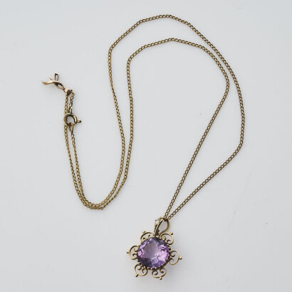 9ct Antique Amethyst Pendant