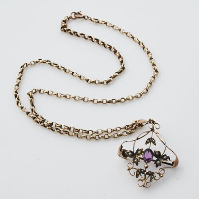 9ct Edwardian Amethyst Necklace