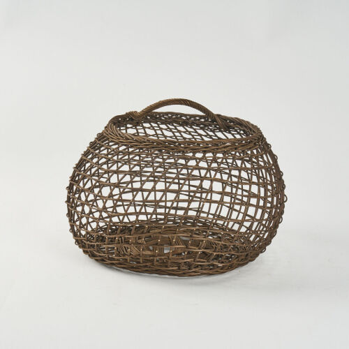 A Rattan Core Hand Woven Round Basket