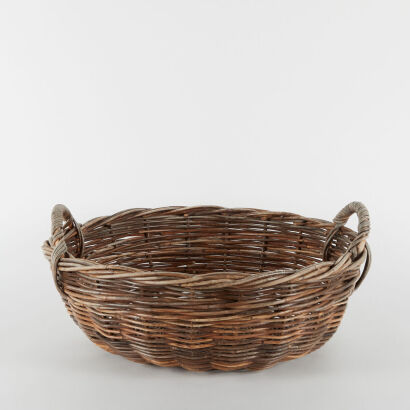 A Round Vintage English Wicker Washing Basket