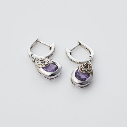 Pair of Silver and Gemstone Earrings