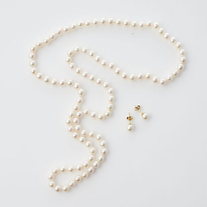 Akoya Pearl Necklace and Earrings