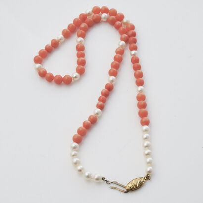 Coral and Pearl Necklace