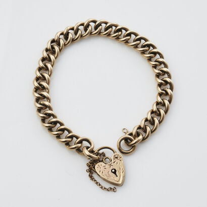 9ct Heart Padlock Bracelet