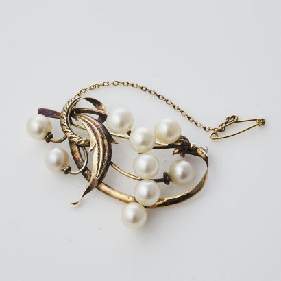 14ct Pearl Spray Brooch