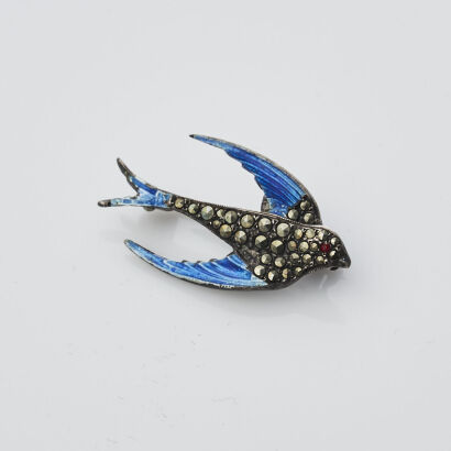 Silver Swallow Brooch