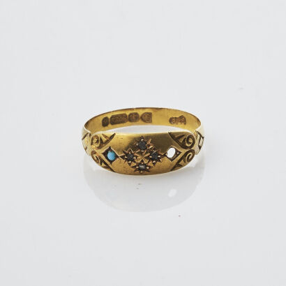 15ct Victorian Diamond & Turquoise Ring
