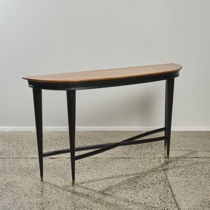 A 1940s Black Lacquer Marble-Top Console