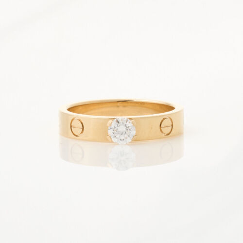 18ct Rose Gold, Cartier Love Solitaire Ring with .25ct Diamond, Size 51
