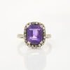 18ct White Gold, Vintage, 3.72ct Amethyst and .22 Diamond Cluster Ring