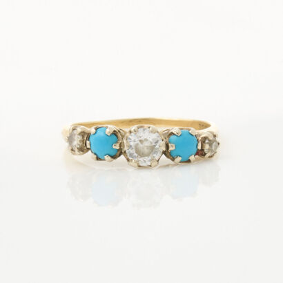 18ct Yellow/White Gold, Estate .46ct Diamond and Turquoise Ring