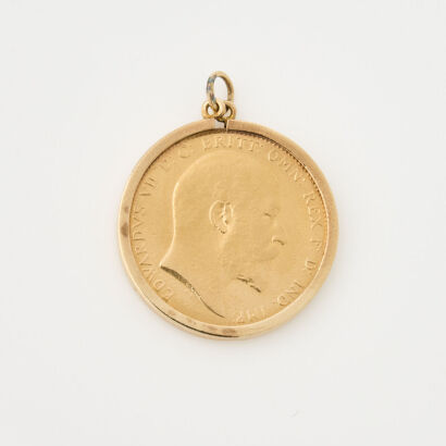 1910, Full Sovereign Coin, in 9ct Yellow Gold Frame