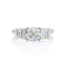 Platinum, 2.14ct Cushion and Baguette Cut Diamond Dress Ring