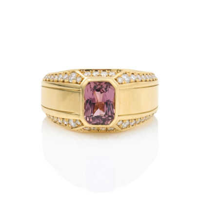 18ct Yellow Gold, 2.72ct Fancy Sapphire and 1.26ct Diamond Ring
