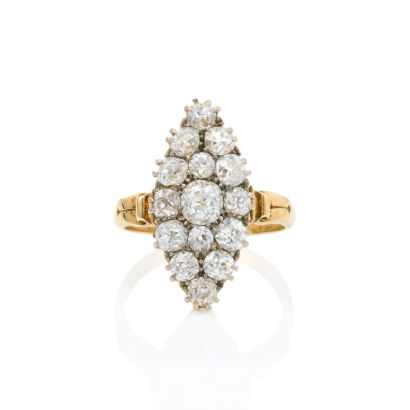 18ct Yellow Gold, Estate, Navette, 3.25ct Diamond Ring