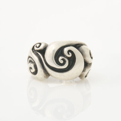 Tony Williams, Limited Edition, Sterling Silver, Double Koru Ring