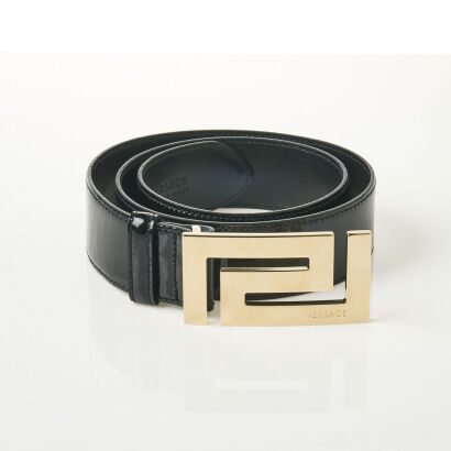 Versace Patent Leather Belt, Size 38