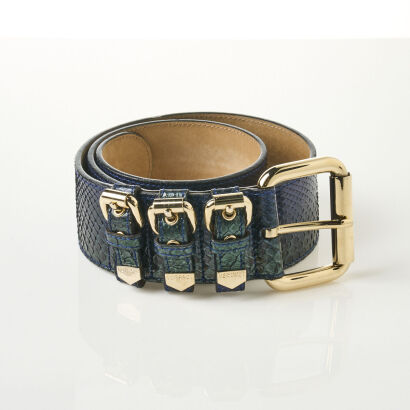 Versace Python Belt, Size 75/30 inch