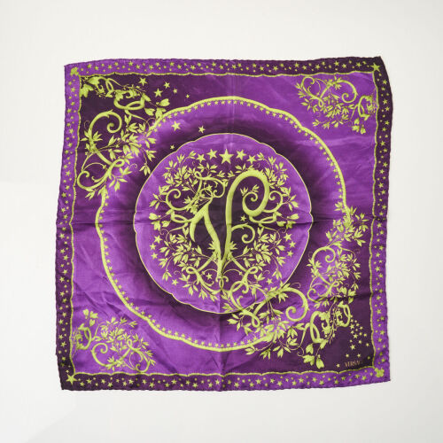 Versace Purple and Green 100% Silk Scarf