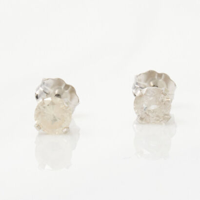 14ct White Gold. .95ct Diamond Stud Earrings