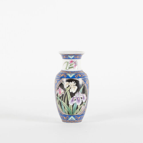 A Transferware Vase with Iris Flowers