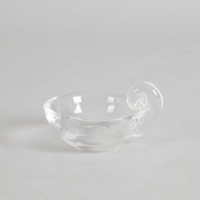 A John Dreves for Steuben Glass USA 'Snail Form' Olive Dish