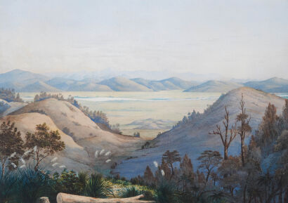 ALFRED SHARPE View of Mangatawhiri Swamp from Pokeno - Koheroa Pah in the Distance