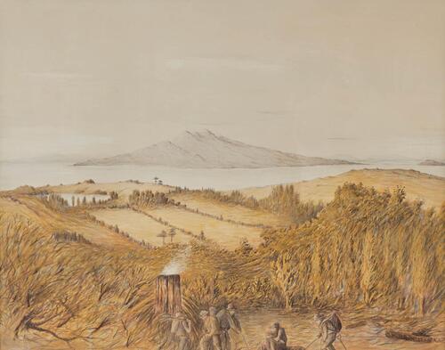 ARTIST UNKNOWN Lake Pupuke with Gum Diggers in the Foreground