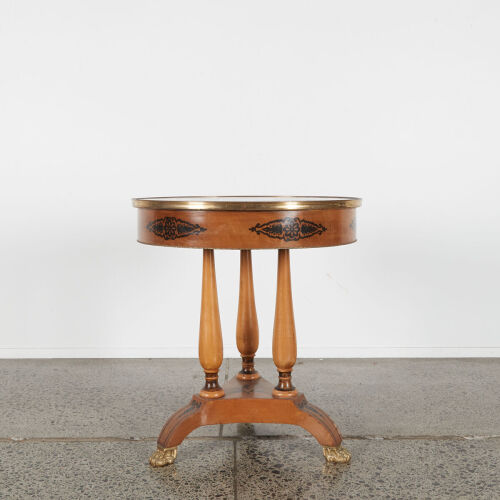 An Oak Hand Painted Side Table with A Pillar Base