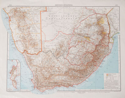 An Antique Map Of British South Africa 1913