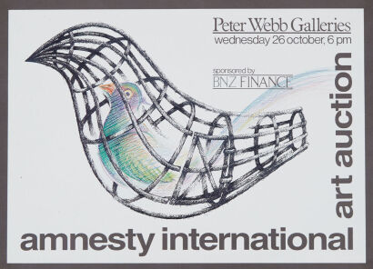 An Original Peter Webb Galleries Amnesty International Art Auction Exhibition Flyer