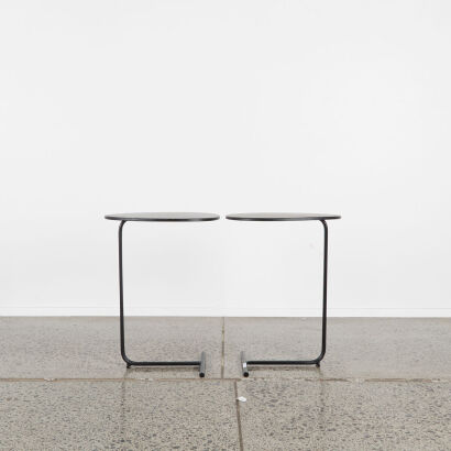 A Pair Of Minimal Black Metal Side Tables