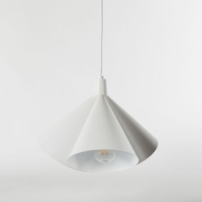 A MCM Hanging Trio Pendant Light In White