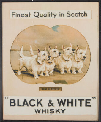 A Vintage Black And White Whiskey Advertising Poster