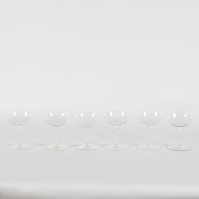 A Set Of Vintage Hollow Stemmed Chrystal Champagne Glasses