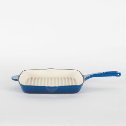 A Blue and White Enamelled Griddle Pan