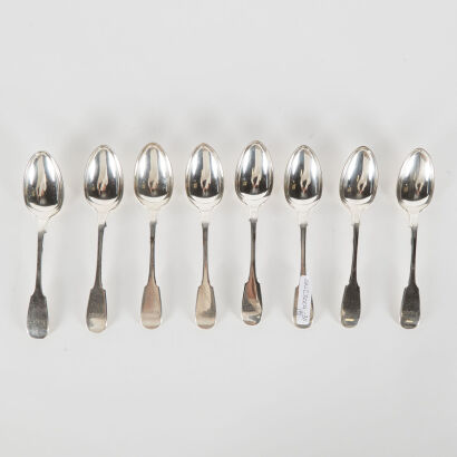 A Set Of Eight Sterling Sliver Spoons