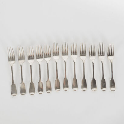 A Set Of Twelve Sterling Sliver Forks