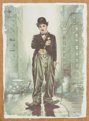 Charlie Chaplin Printed On Saking