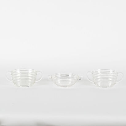 A Trio Of Manhattan Style Glass Dishes