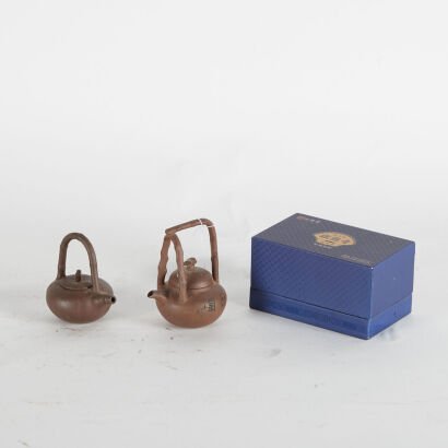 A Pair Of Minitaure Yixing Teapots