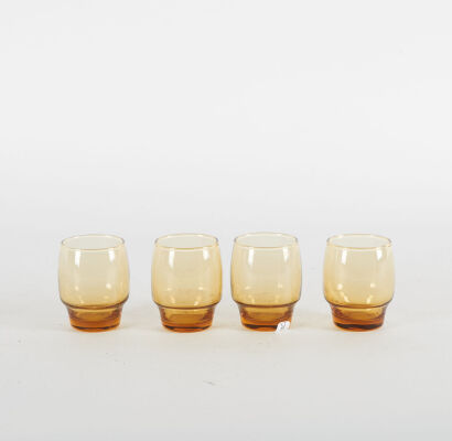 A Collection Of Four Amber Glass Tumblers