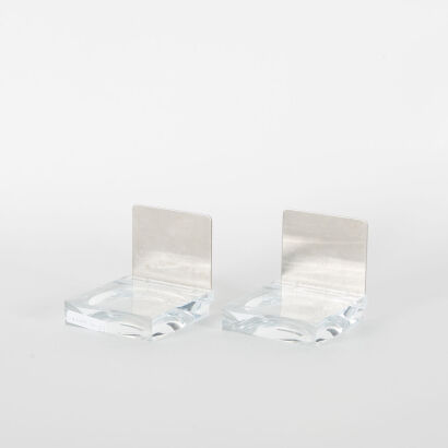 A Pair of Fish-Eye Lucite Bookends