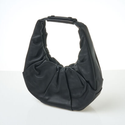 Staud Ruched Leather Moon Bag