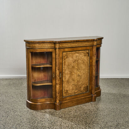 A Victorian Burr Walnut Serpentine End Credenza