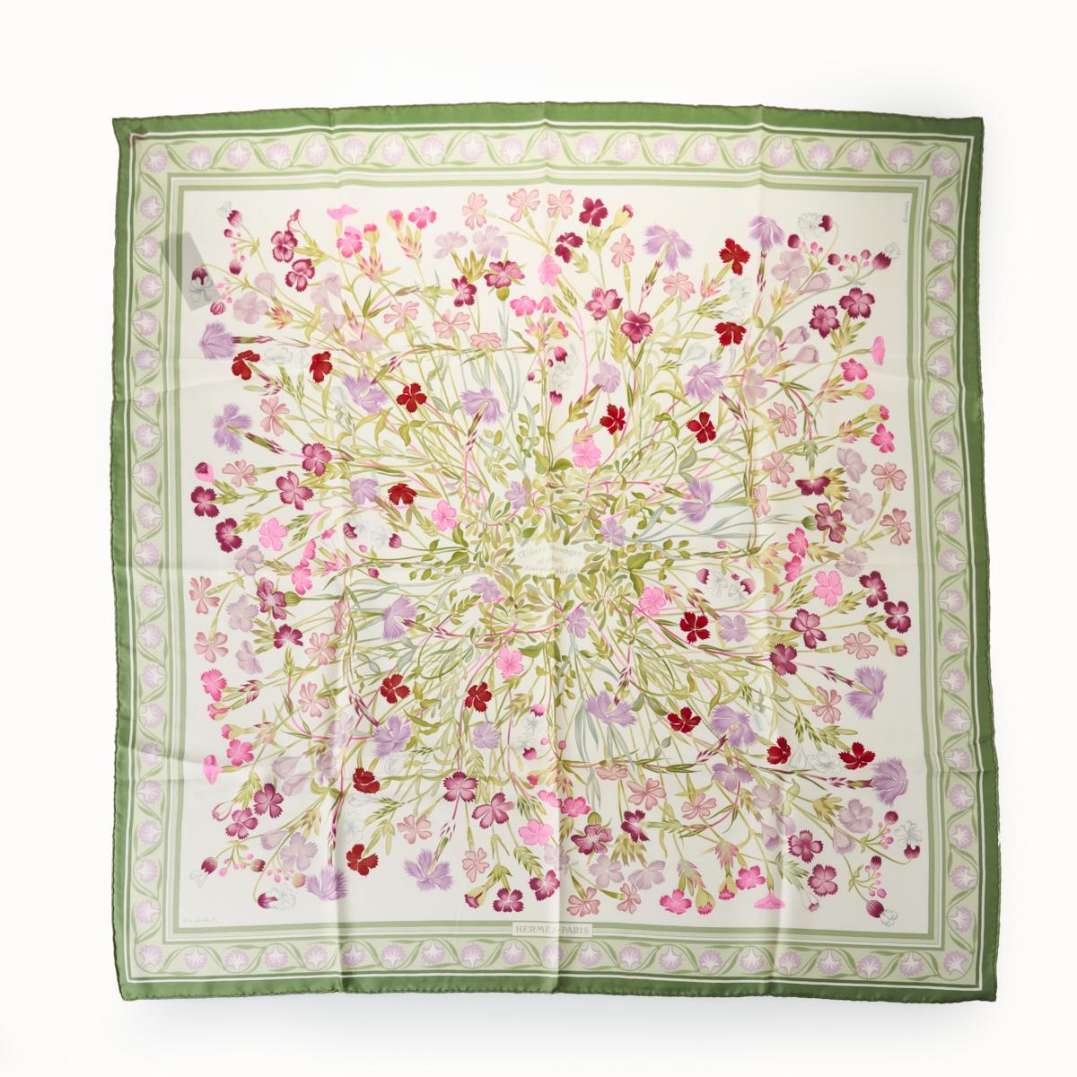 Hermès, Oeillets Sauvages et Autres Caryophyllees 100% Silk Scarf by ...