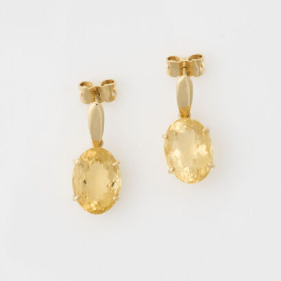 18ct Yellow Gold, 9.80ct Citrine Drop Earrings