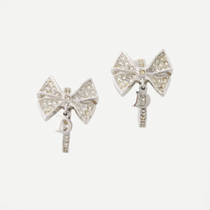 Christian Dior, Crystal Ribbon Earrings with Box